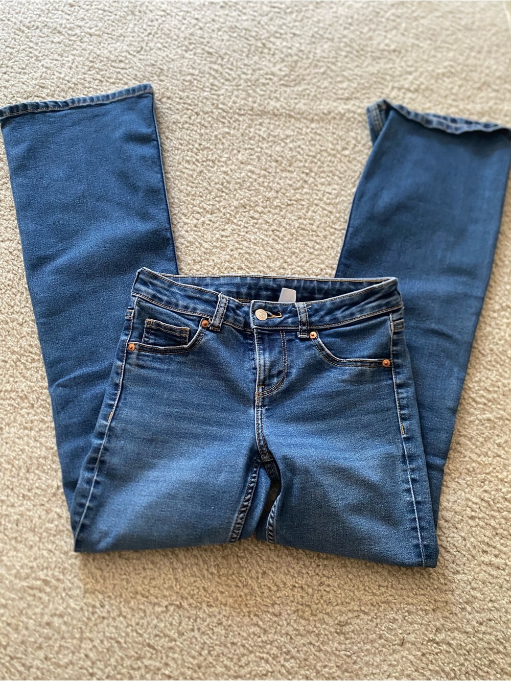 Classic Women's Low Rise Blue Denim Jeans - Boot Leg